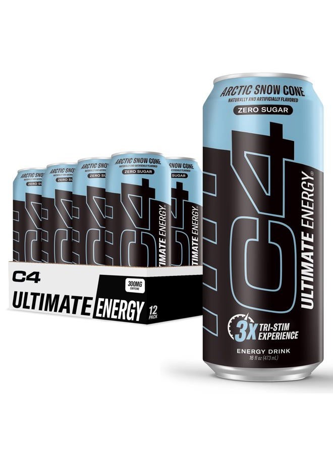 C4 Cellucor C4 Ultimate Sugar Free Energy Drink 16oz (Pack of 12) | Arctic Snow Cone | Pre Workout Performance Drink with No Artificial Colors or Dyes - Image 1