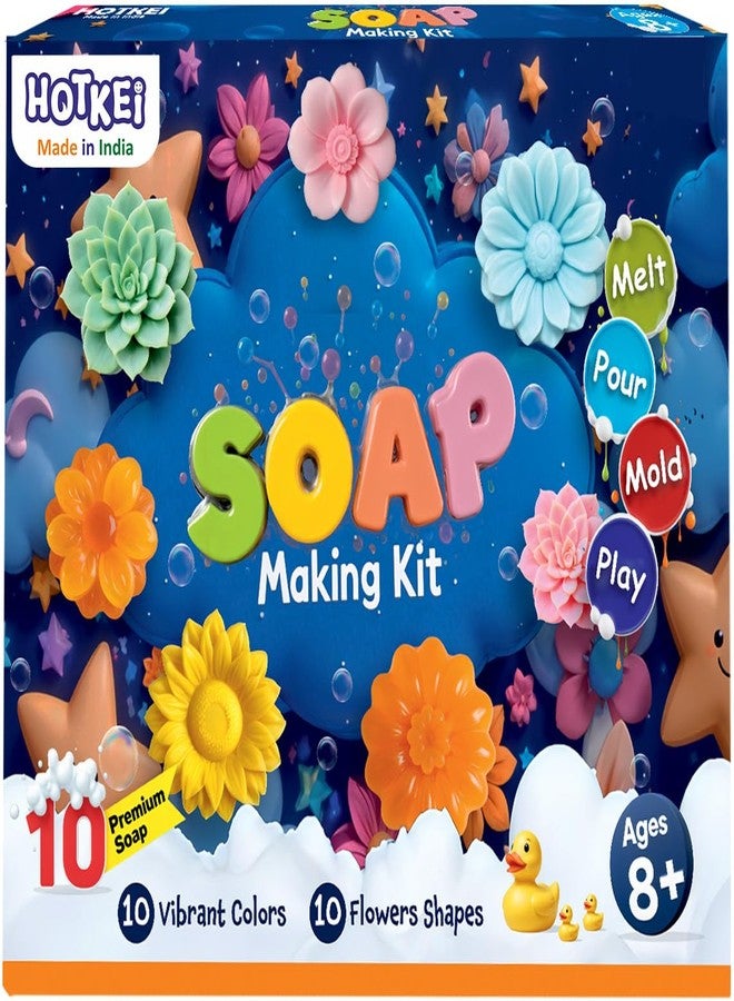 HOTKEI Soap Making Kit for Kids 8+ Years | 10 Premium Soap Bases with Fun Mould, Colors, Fragrances & Accessories | DIY Creative Gift Kit for Girls and Boys - Image 1