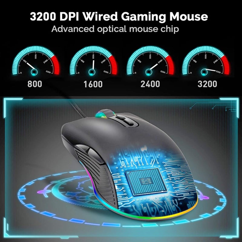 ايولوني فأرة من نوع USB-C، فأرة سلكية USB-C للألعاب، تصميم مريح، إضاءة خلفية RGB بأربعة ألوان، 3200 نقطة في البوصة، متوافقة مع M@c وMatebook وChromebook وHP OMEN وأجهزة الكمبيوتر الشخصية التي تعمل بنظام Windows وأجهزة الكمبيوتر المحمولة والمزيد من أجهزة USB Type-C (اللون الأسود) - Image 4