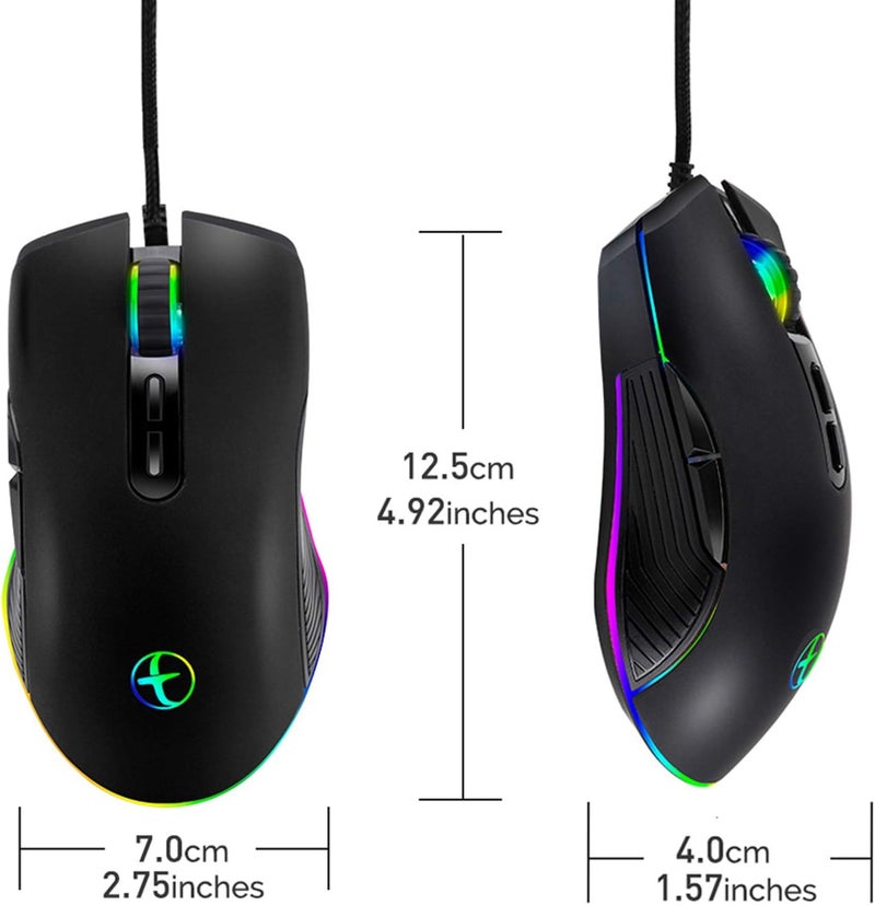ايولوني فأرة من نوع USB-C، فأرة سلكية USB-C للألعاب، تصميم مريح، إضاءة خلفية RGB بأربعة ألوان، 3200 نقطة في البوصة، متوافقة مع M@c وMatebook وChromebook وHP OMEN وأجهزة الكمبيوتر الشخصية التي تعمل بنظام Windows وأجهزة الكمبيوتر المحمولة والمزيد من أجهزة USB Type-C (اللون الأسود) - Image 2