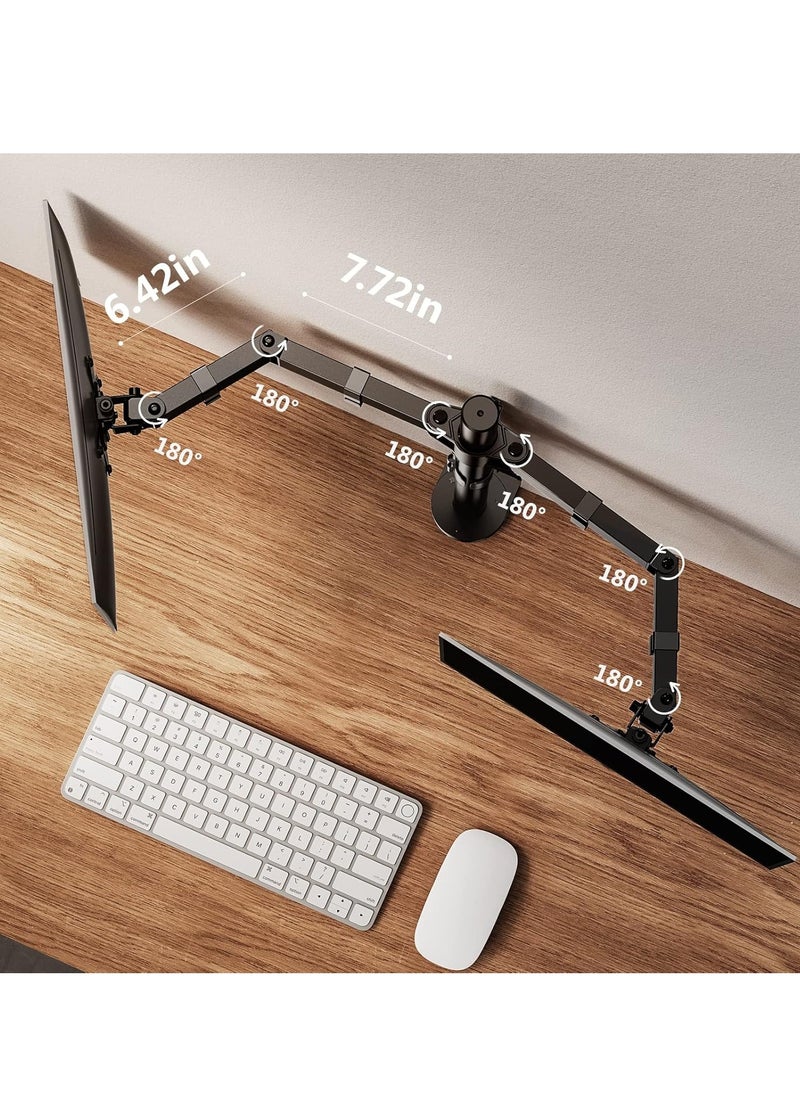 ELTRAZONE Dual Monitor Stand for 13 to 32 Inch Screens, Dual Monitor Arm Mount Ergonomic Viewing Angle, Adjustable Tilt ±45°/ Swivel 180°/ Rotate 360°/ VESA 75/100mm  - Image 5