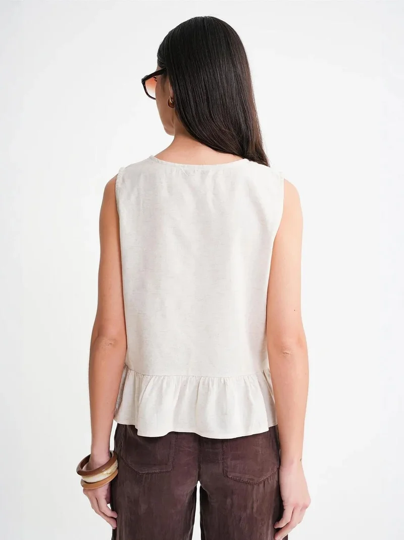 Mixray Natural Mixray Frilly Tie Front Blouse for Women | Best Price UAE