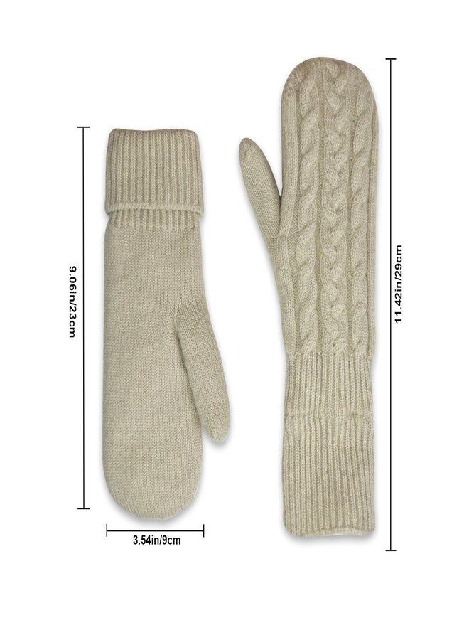 Bototack Winter Mittens Gloves for Women Knit Thick Gloves, Beige, One size - Image 5
