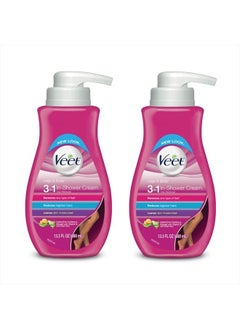 Hair Removal Cream - Veet Legs & Body In Shower Cream Hair Remover, Sensitive Formula with Aloe Vera and Vitamin E, 13.5 fl oz Pump Bottle (Pack of 2)