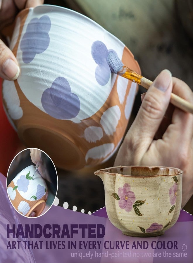 ChaseWind Matcha Whisk Set, 7Pcs Matcha Set with Hand-Painted Ceramic Matcha Bowl, Matcha Whisk and Holder, Scoop and Rest, Sifter, Tea Towel, Artisan Matcha Kit for Ceremony & Gifting (Purple) - Image 5