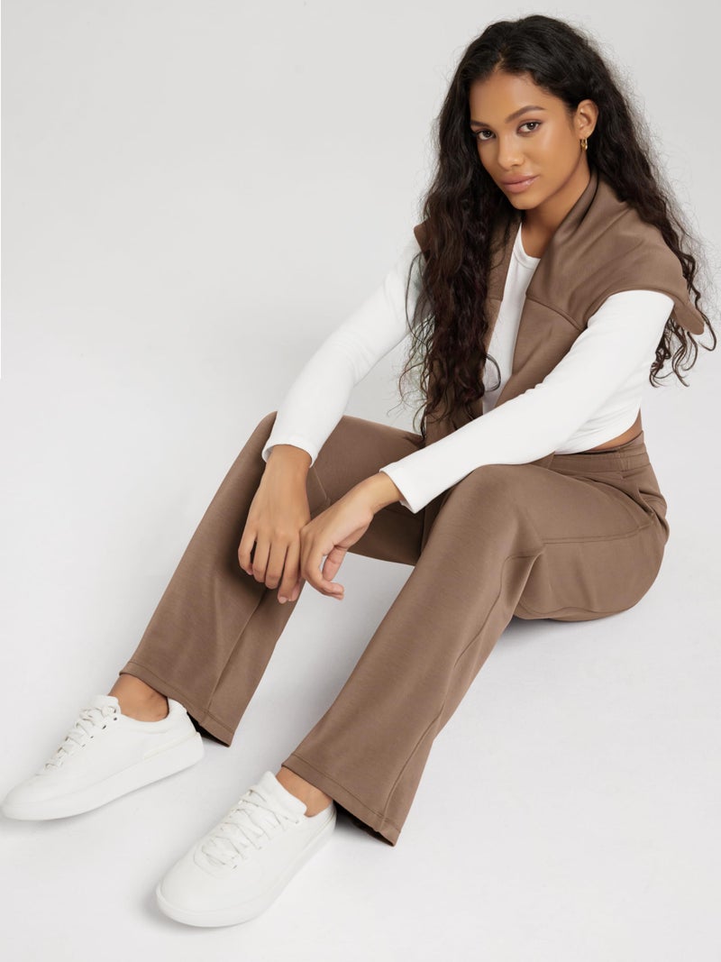 ODODOS Women's Modal Soft Wide Leg Pants with Pockets Adjustable Shockcord High Waist Casual Lounge Pants-29 Inseam, Nutria, Small - Image 5