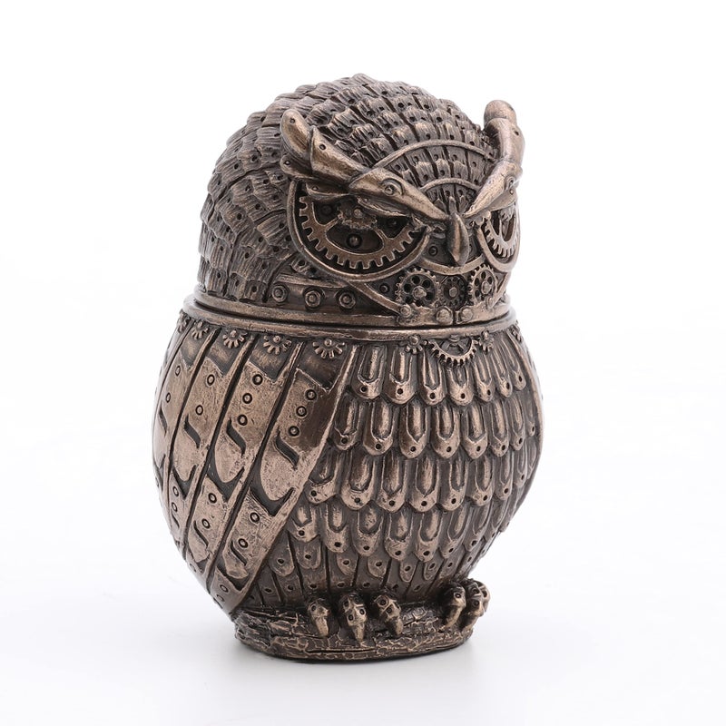 Veronese Design 3 3/8" Steampunk Owl Resin Figurine Secret Stash Box Cast Bronze Finish - Image 3