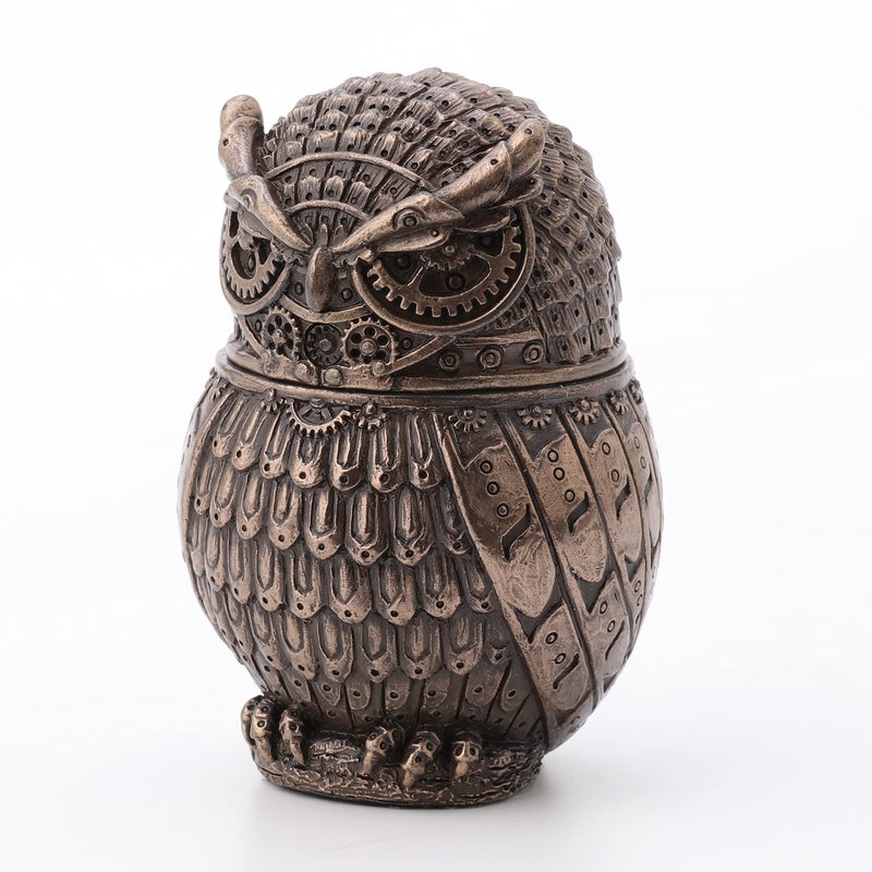 Veronese Design 3 3/8" Steampunk Owl Resin Figurine Secret Stash Box Cast Bronze Finish - Image 2