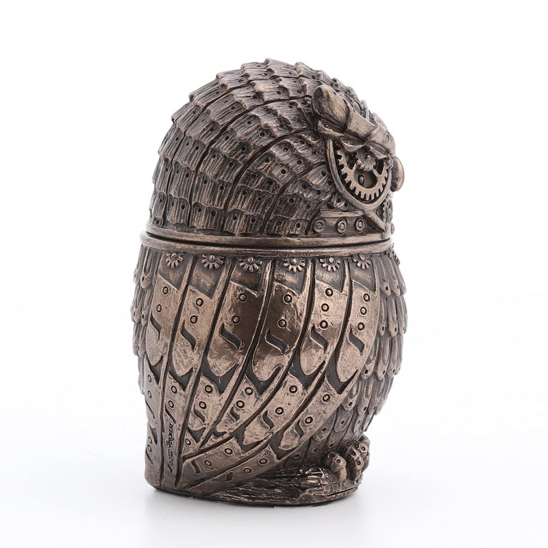 Veronese Design 3 3/8" Steampunk Owl Resin Figurine Secret Stash Box Cast Bronze Finish - Image 4