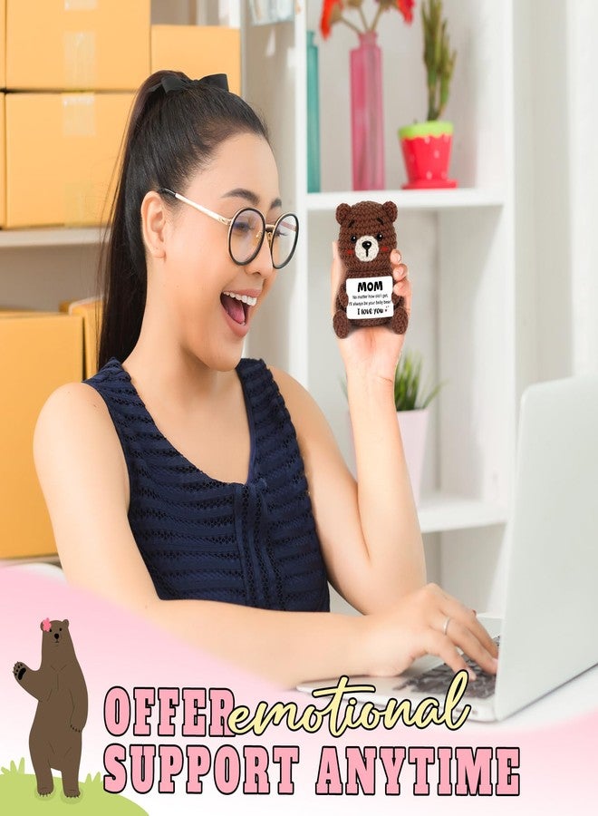 هدايا عيد ميلاد جلايدين للأم، زينة دب كروشيه مصنوعة يدويًا تحمل عبارات إيجابية، هدايا للأم في أعياد الميلاد، عيد الميلاد، عيد الأم، هدية "أحبك" للأم، الحماة، زوجة الأب، الأم - Image 5