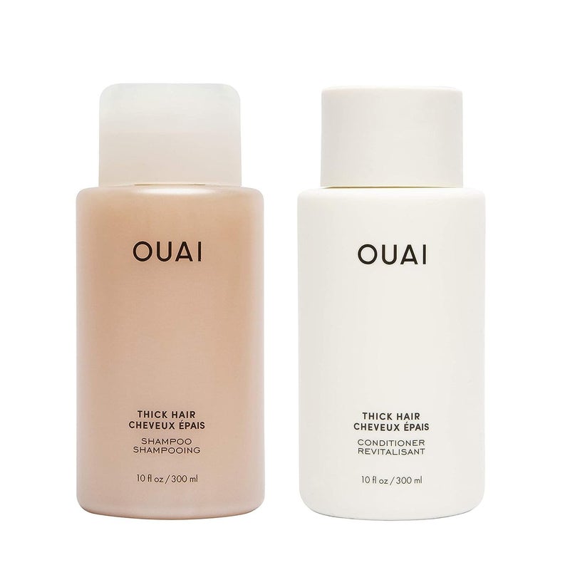 OUAI Thick Hair Shampoo and Conditioner Set - Sulfate Free Shampoo and Conditioner for Thick Hair Care - Moisturizes, Strengthens & Fights Frizz - Made with Keratin & Shea Butter (10 Fl Oz) - Image 1
