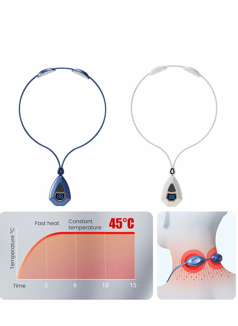 Portable EMS Neck Massager for Lymphatic Relief - 15 Adjustable Settings, Smart Pain Relief Device (Blue)