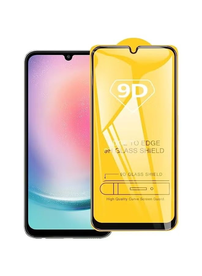 بروماس واقي شاشة من الزجاج المقسى متوافق مع سامسونج جالاكسي A24 ​​4G 9D غراء كامل شاشة كاملة من الزجاج المقسى - Image 1