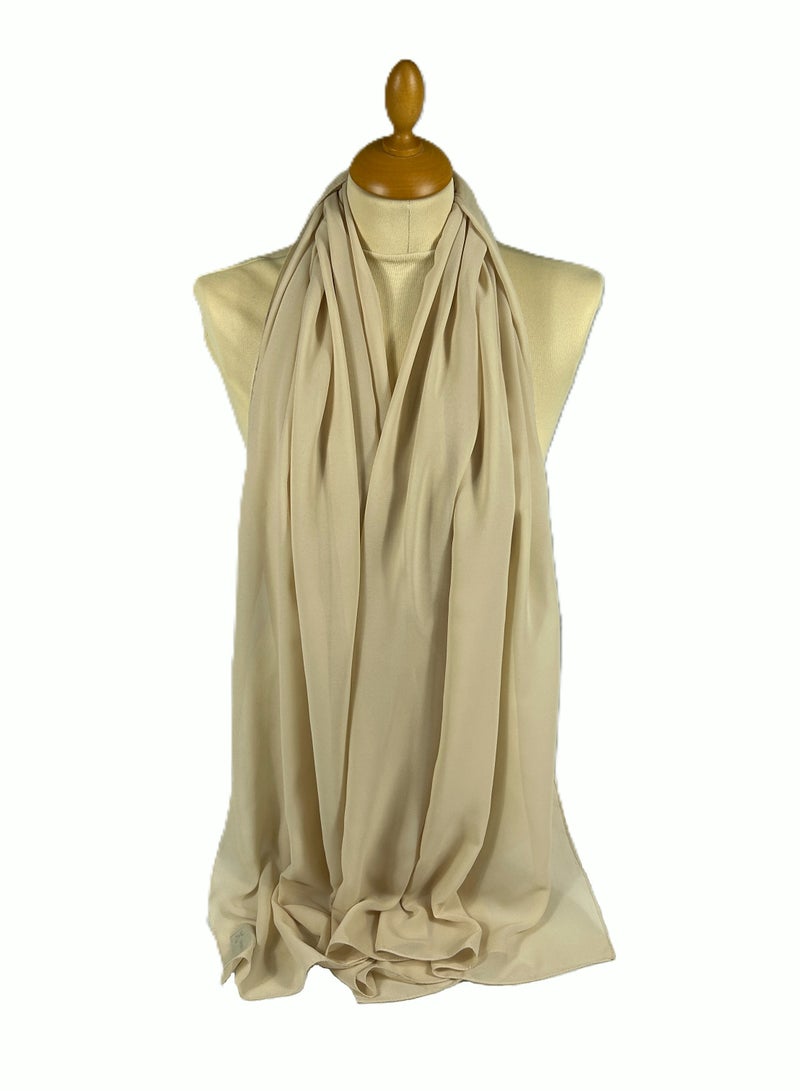 PERFECTORY Women Lightweight Solid Chiffon Hijab Shawl Soft Premium Abaya Shawl Wrap Scarves, Long Bridal Hijab Scarf- Beige - Image 1