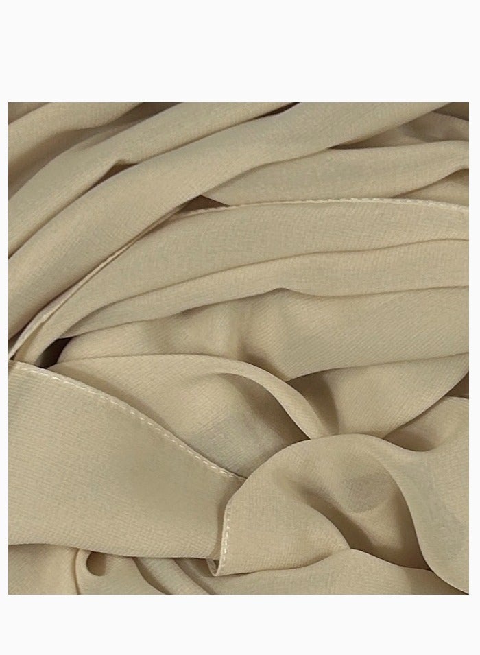 PERFECTORY Women Lightweight Solid Chiffon Hijab Shawl Soft Premium Abaya Shawl Wrap Scarves, Long Bridal Hijab Scarf- Beige - Image 2