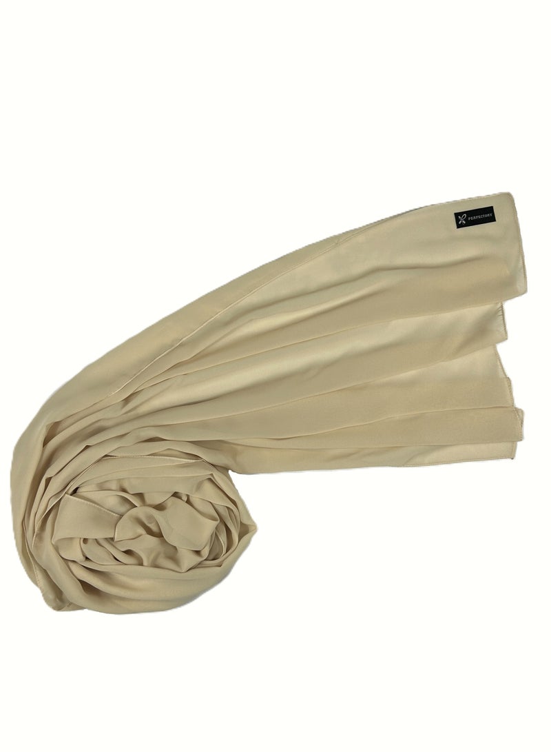 PERFECTORY Women Lightweight Solid Chiffon Hijab Shawl Soft Premium Abaya Shawl Wrap Scarves, Long Bridal Hijab Scarf- Beige - Image 3