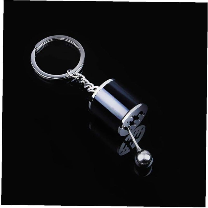HALAMODO Creative Auto Part Model Gear Box Shifter Keychain, Mini Car Gear Shift Stick Knob Gearbox Metal Key Chain Key Ring for Men(Black) - Image 1