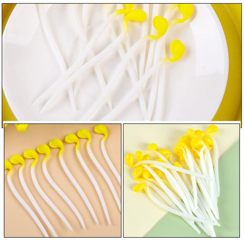 8 Pcs PVC Artificial Bean Sprouts Vegetable Models Yellow Kitchen Home Decoration Photo Props - Image 4