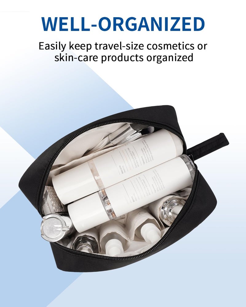 Narwey Cute Makeup Bag Small Toiletry Bag Travel Cosmetic Bag Organizer Make Up Bags with Organized Pockets for Women (Black, Large) - Image 3