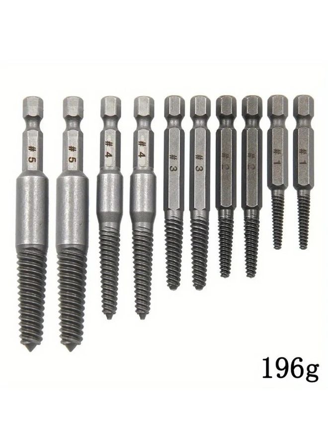 10pcs Hexagon Handle Extractor Set High Speed Steel Screw Bolt Remover Kit - Image 1
