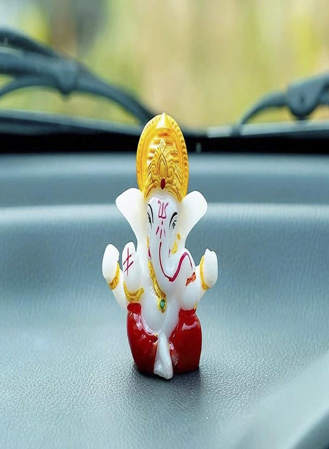 NRSON تمثال غانيشا من NRSON® للوحة القيادة في السيارة، مصنوع من مادة البولي ريزين، تمثال غانيشا المتأمل لتزيين المنزل، لوحة القيادة في السيارة، معبد، 2.3 × 2.3 × 3 سم، متعدد الألوان - Image 4