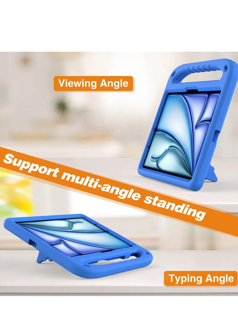 Kids Case Compatible with IPad Air 11 Inch M2(2024)/Pro 11 Inch (2024) M4 Lightweight EVA Shockproof Protective Case Handle Stand Heavy Duty Tablet Cover (Blue) - Image 3