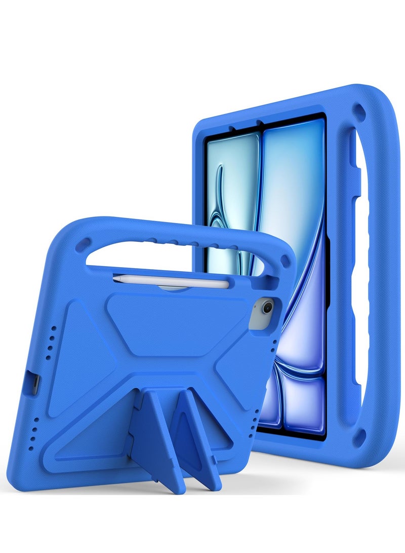 Kids Case Compatible with IPad Air 11 Inch M2(2024)/Pro 11 Inch (2024) M4 Lightweight EVA Shockproof Protective Case Handle Stand Heavy Duty Tablet Cover (Blue) - Image 2