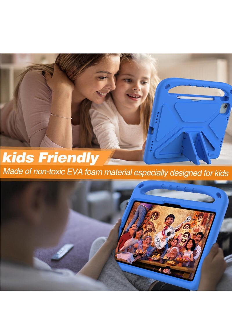 Kids Case Compatible with IPad Air 11 Inch M2(2024)/Pro 11 Inch (2024) M4 Lightweight EVA Shockproof Protective Case Handle Stand Heavy Duty Tablet Cover (Blue) - Image 4