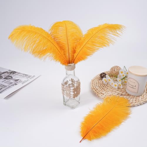 Sowder 50pcs Natural 8-10inch(20-25cm) Ostrich Feathers Home Wedding Decoration(Golden) - Image 4