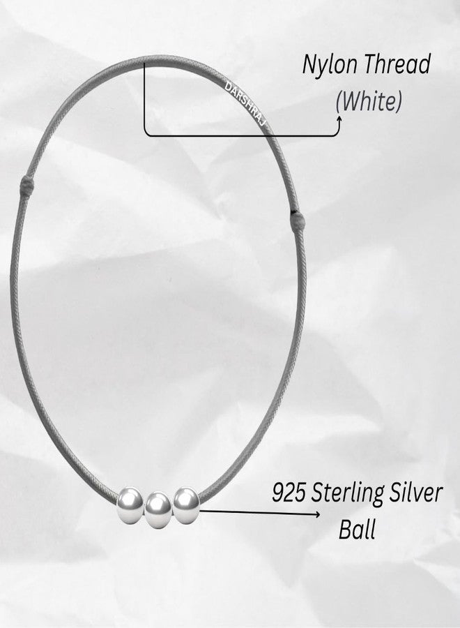 DARSHRAJ 925 Sterling Silver Anklet with 3 Moving Ball on WHT Thread | Handmade Jewelry for Women & Girls - Image 4