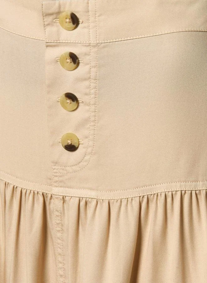 Splash FAV Maxi Length Cotton Tiered Skirt with Button Detail
