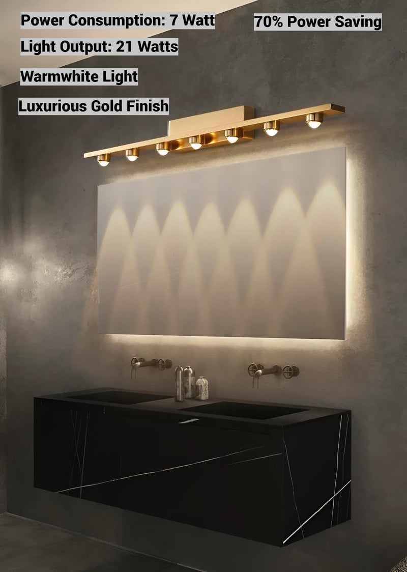 FILLISKA® 7 Way LED Mirror/Picture/Vanity Light with Warmwhite Light (7 LED Luxurious Gold-985B)(2 Year Warranty) - Image 4