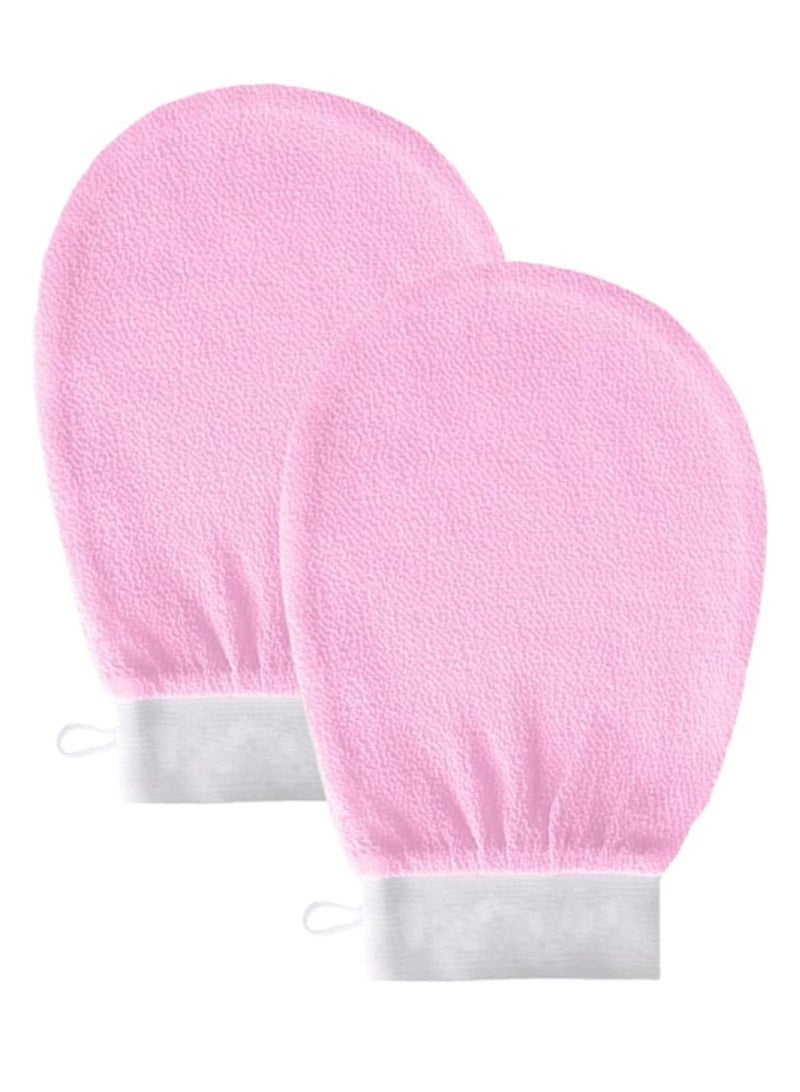 Exfoliating Gloves, 2Pcs Body Scrub Glove Bath SPA Exfoliating Mitts, Dual-Sided Deep Clean Exfoliation Scrubbing Mitt, Dead Skin Remover Glove Deep Body Scrubber for Women and Men(Pink)  - Image 1