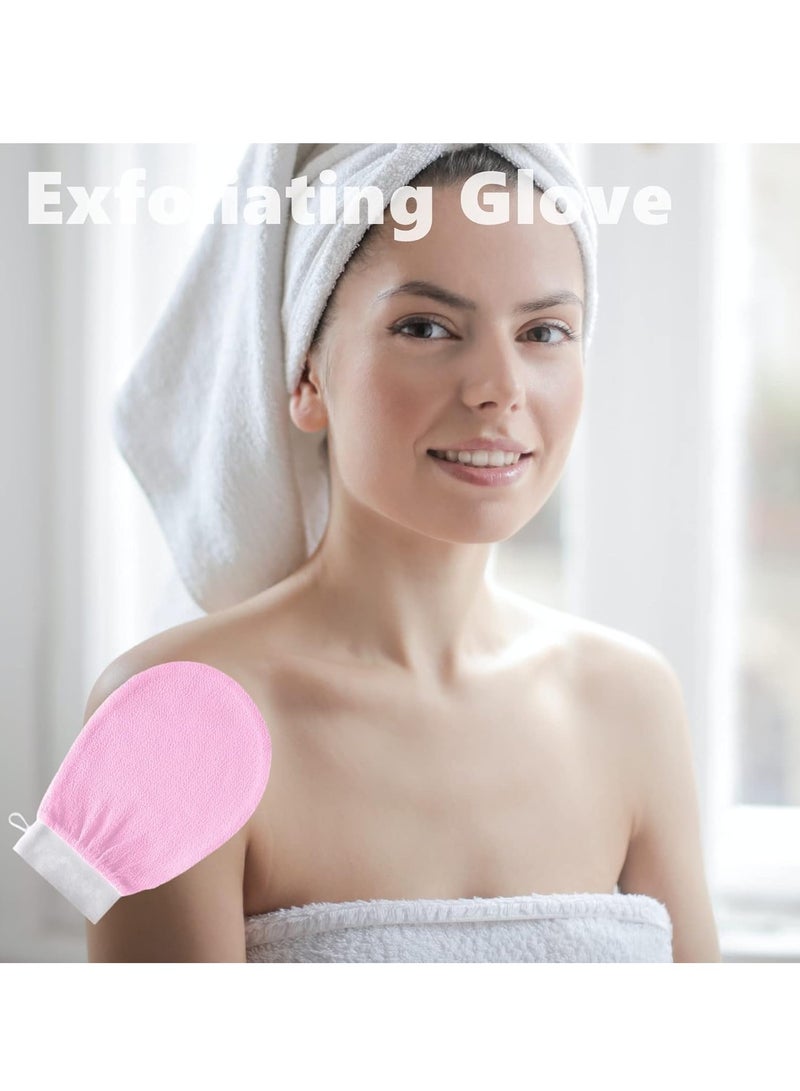 Exfoliating Gloves, 2Pcs Body Scrub Glove Bath SPA Exfoliating Mitts, Dual-Sided Deep Clean Exfoliation Scrubbing Mitt, Dead Skin Remover Glove Deep Body Scrubber for Women and Men(Pink)  - Image 3