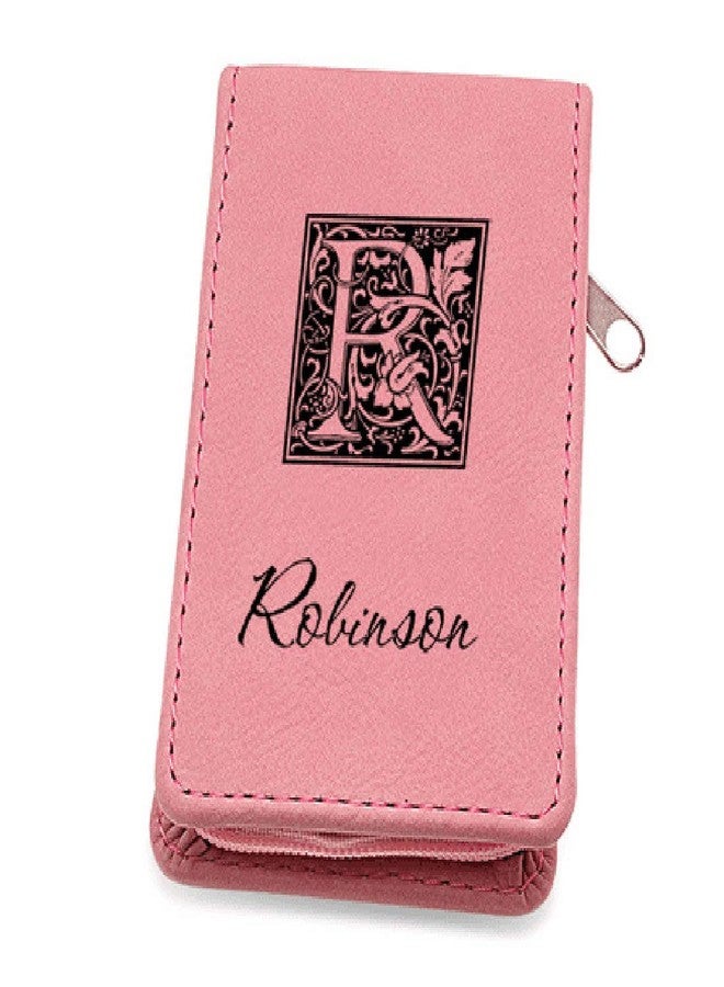 Executive Gift Shoppe | Initial Monogram Pink Leather Manicure Gift Set - Image 1