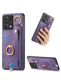 For OnePlus Nord CE2 Lite 5G Retro Skin-feel Ring Card Bag Phone Case with Hang Loop(Purple)