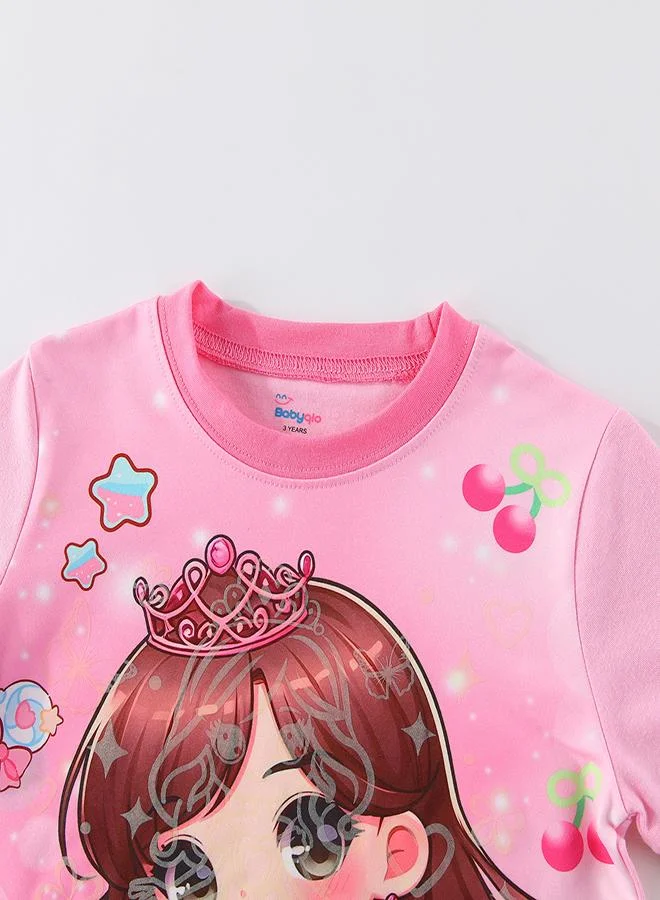 babyqlo Sparkling Princess in Pink Dress Pajama Set