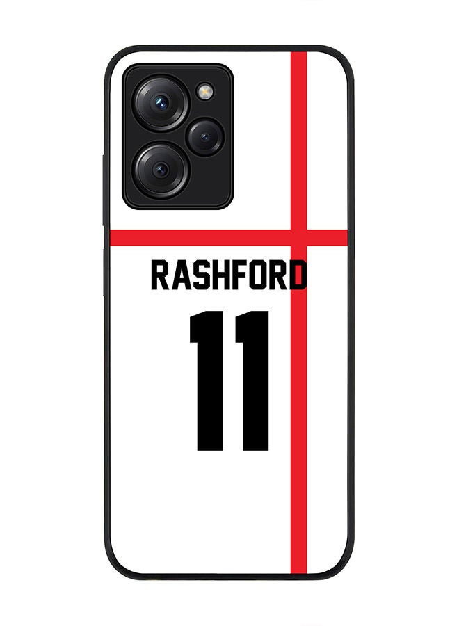 Stylizedd Rugged Black edge case for Poco X5 Pro Slim fit Soft Case Flexible Rubber Edges Anti Drop TPU Gel Thin Cover-England Player Name - Rashford - Image 1