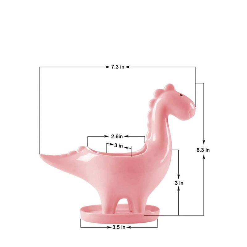 SOLARAE وعاء زراعة نباتات بشكل ديناصور - وعاء خزفي مع صينية تصريف - وعاء متعدد الاستخدامات لنباتات البونساي - وعاء إبداعي لنباتات الصبار مع فتحة تصريف - ديكور للمنزل والمكتب والحديقة - Image 4