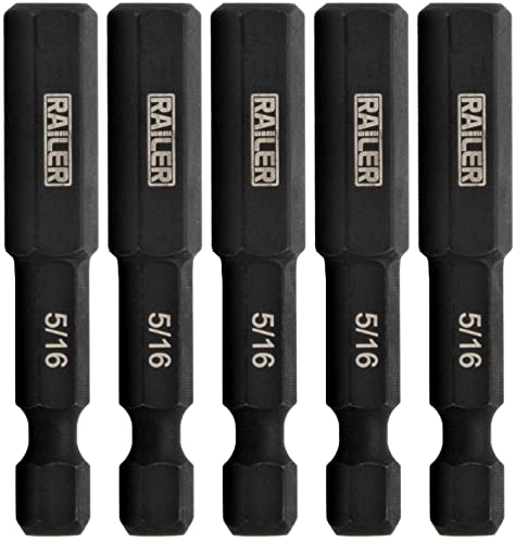 Railer Hex 5/16" Impact Driver Bit - Railer Allen Wrench Drill Hex Bits. 1/4 Quick Release S2 Steel 2 inch 5/16" Hex Bits. (5 Pack) - Image 4