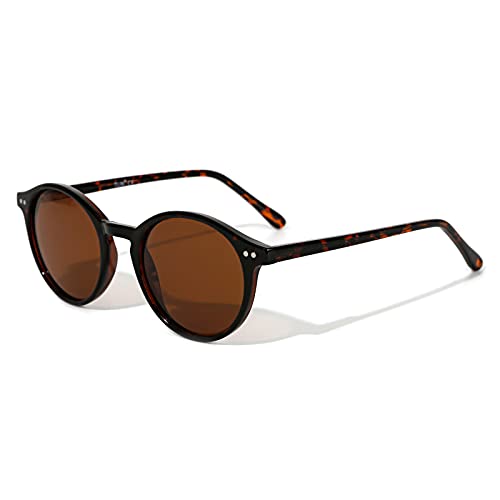 TIJN Round Sunglasses for Women Men,Retro 90s Small Circle Sunglasses,Polarized UV400 Protection,Colored Lens Vintage Shades - Image 1