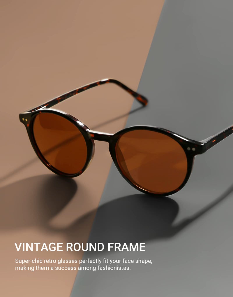 TIJN Round Sunglasses for Women Men,Retro 90s Small Circle Sunglasses,Polarized UV400 Protection,Colored Lens Vintage Shades - Image 4