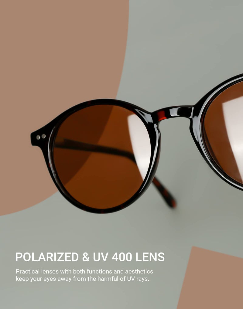 TIJN Round Sunglasses for Women Men,Retro 90s Small Circle Sunglasses,Polarized UV400 Protection,Colored Lens Vintage Shades - Image 5