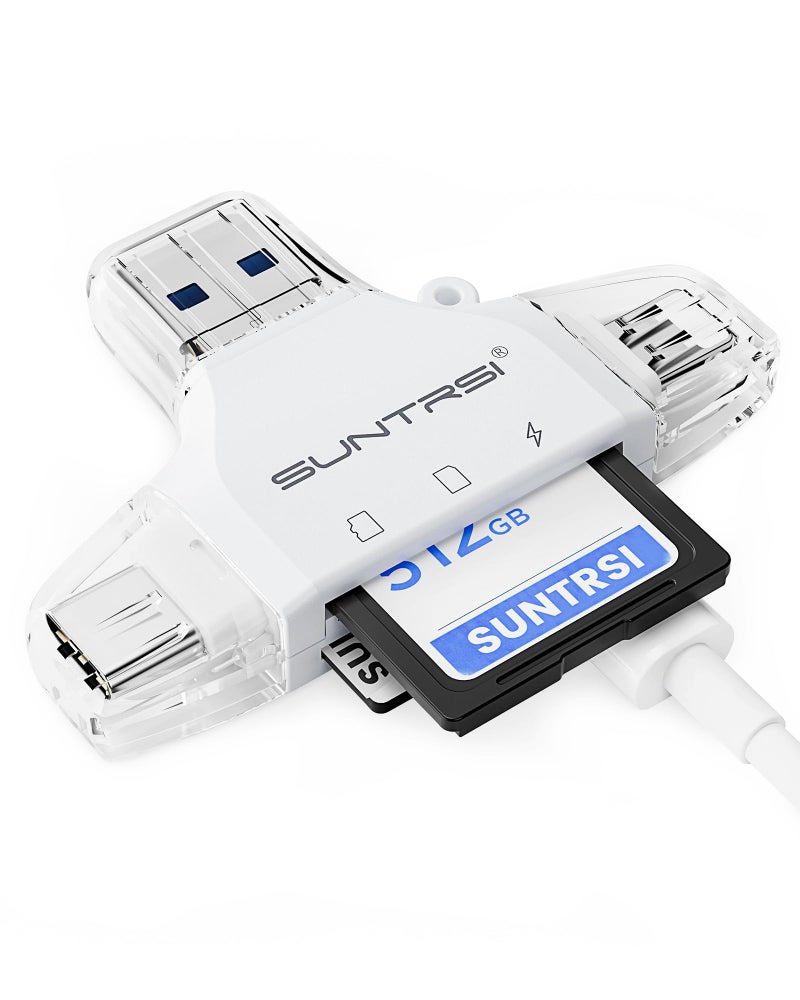 SUNTRSI SD/Micro SD Card Reader for iPhone/ipad/Android/Mac/Computer/Camera,Portable Memory Card Reader 4 in 1 Micro SD Card Adapter&Trail Camera Viewer Compatible for TF and SD Card - Image 1