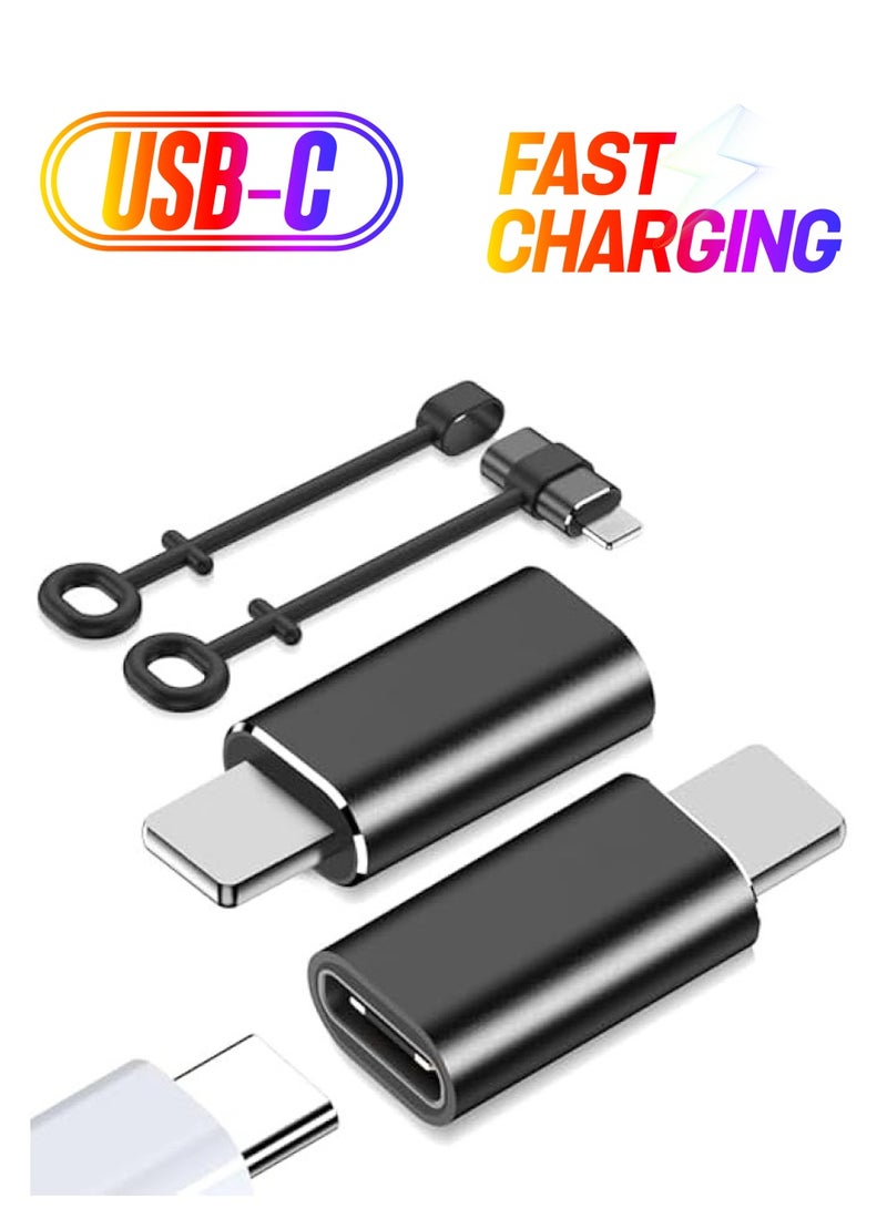 erorex USB C Type C to Lightning Adapter, Fast Charging for iPhone and iPad Pro/Air/Mini with Data Sync and Anti-Lost Loop, Not for Audio/OTG/Headphone (Black) - Image 1