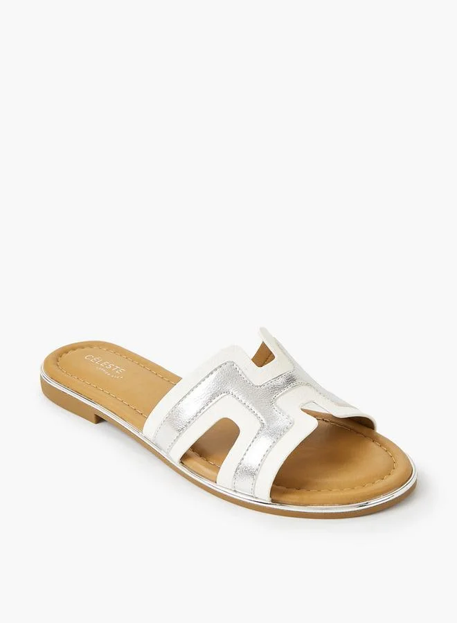 Celeste WHITE Women Panel Detail Flat Sandals for Women | Best Price UAE