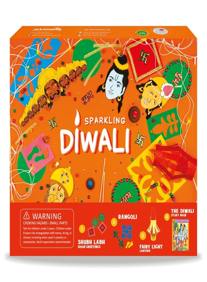 jackinthebox Diwali Decoration Craft Kit for Kids & Adults, Great Diwali Gift for Girls Boys 5 Years and up, 4 Activities - Rangoli, Shubh Labh Door Greetings, Diwali Lantern & Diwali Story Book - Image 1