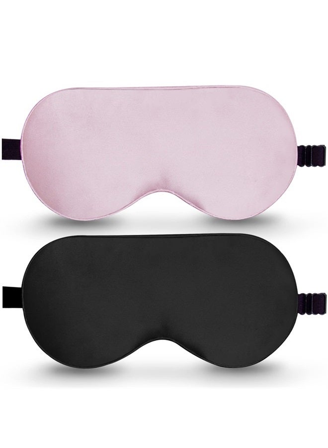 BeeVines Sleep Mask, 2 Pack 100% Real Natural Pure Silk Eye Mask with Adjustable Strap for Sleeping Blocks Light Reduces Puffy Eyes Gifts - Image 1
