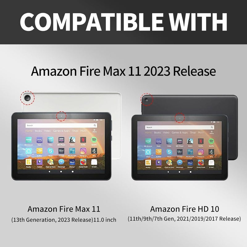 غلاف لجهاز Amazon Kindle Fire Max 11 (الإصدار الثالث عشر، إصدار 2023) مقاس 11 بوصة، غلاف واقي بحامل دوار 360 درجة مع وظيفة النوم/الإيقاظ التلقائي، لجهاز All-New Fire 11 Max Tablet، تصميم Cute Blue Sharks - Image 2
