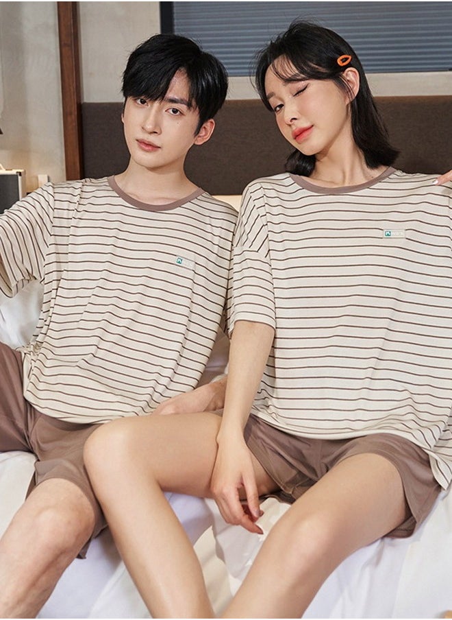 DUNISO - Couples Pajamas Set Cotton Sleepwear 2 Piece Short Sleeve Sleepwear For Men and Women Summer Pajama Set Nightwear Loungewear  Pajama Sets for Boyfriend Girlfriend Husband and Wife - Image 1